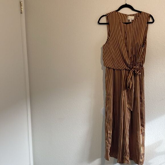 Anthropologie Greylin Brown Striped Jumpsuit Size Large - Picture 5 of 10